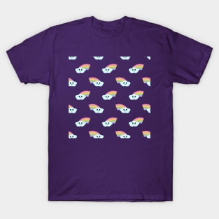 Kawaii Cute Rainbow Pattern in Purple T-Shirt